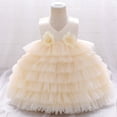 thumbnail image 5 of Kids Girls Ruffled Princess Bridesmaid Pageant Gown Birthday Party Wedding Dress Girls Overall Dress Going Out Dress, 5 of 9