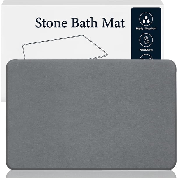 Tapete para Baño de Piedra de Diatomea, Alfombra para Baño Absorbente de Piedra, Antideslizante y Antibacteriano de Stone Bath Mat, Apto para baños, cocinas, etc. (Gris)