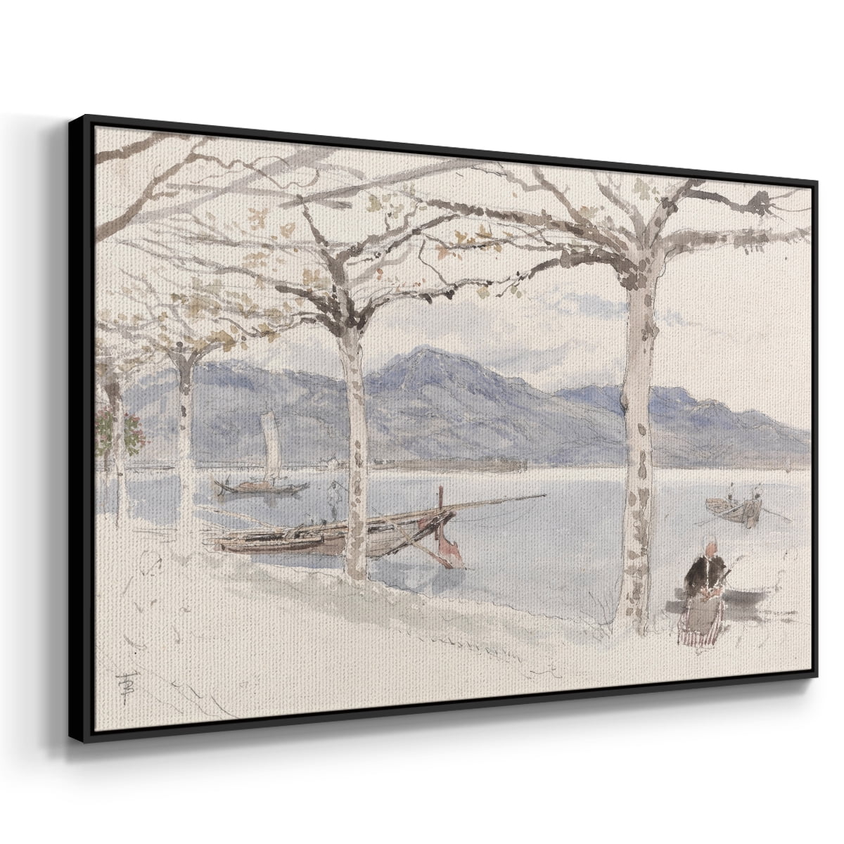 Vintage Landscape-CCCLXXXV By Wexford Home Framed in Black Wood Gallery Wrapped Canvas 25 in. x 37 in.