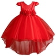thumbnail image 1 of Vestido de novia de color sólido con flores tridimensionales para niñas europeas y americanas, vestido de princesa, vestido de actuación de anfitriona esponjoso para niñas de flores, 1 of 6