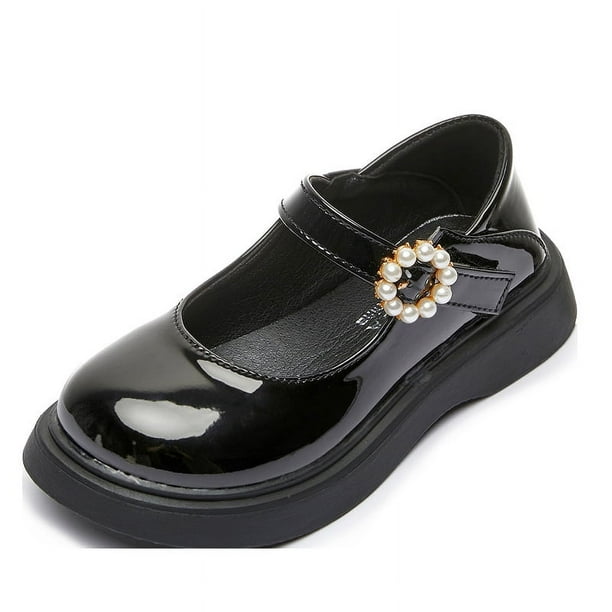 Zapatos de princesa dulce para niña, zapatos pequeños de cuero de moda para niños de primavera y otoño, zapatos de guisantes retro