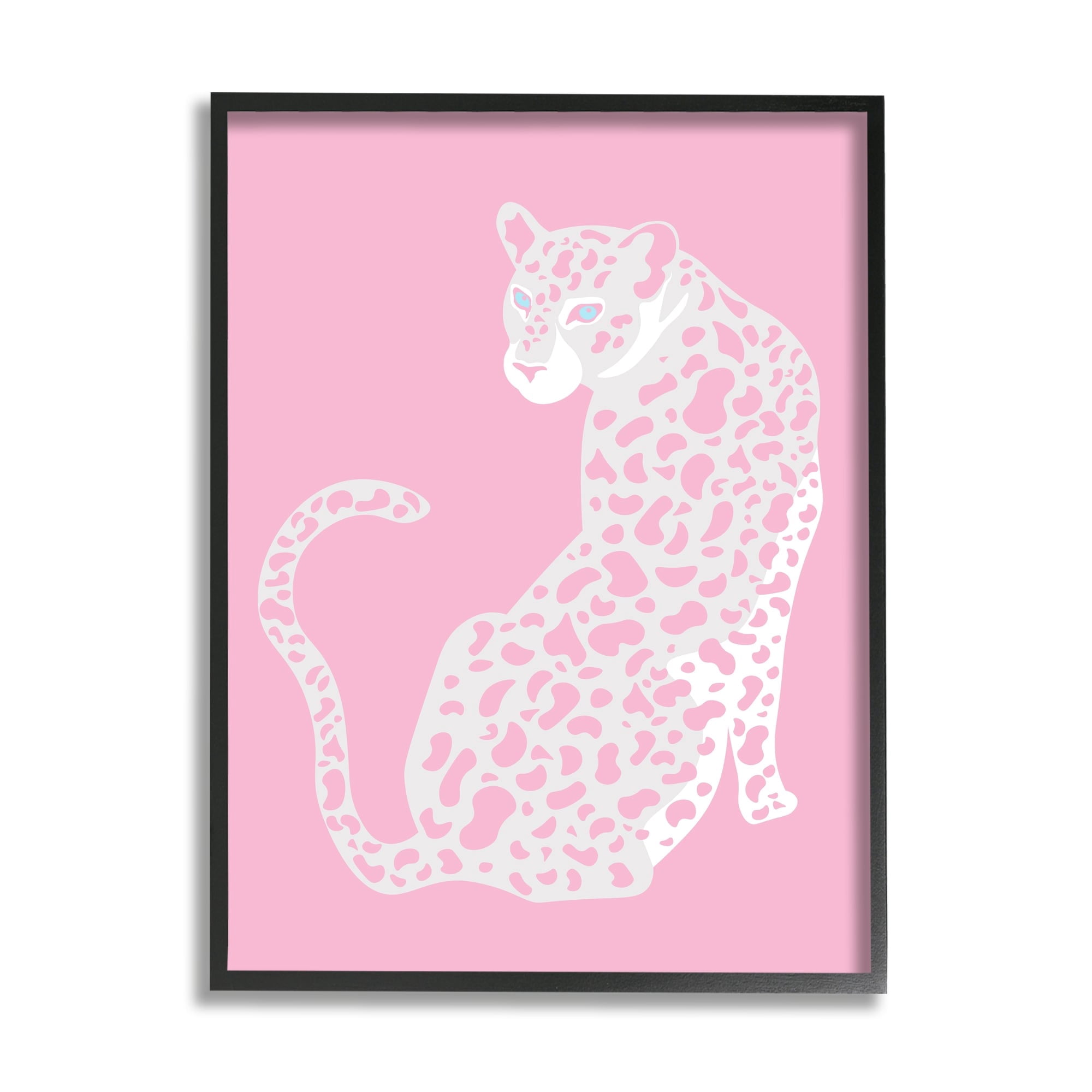 Stupell Industries Pink Modern Leopard Cheetah Portrait Piercing Gaze Graphic Art Black Framed Art Print Wall Art, Design by Birch&Ink