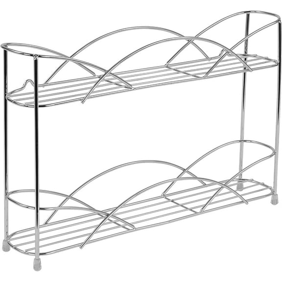Spectrum Diversified Countertop Rack Cabinet Pantry Organization & Storage, 2-Tier Spice Organizer with Optional Wall Mount, Chrome