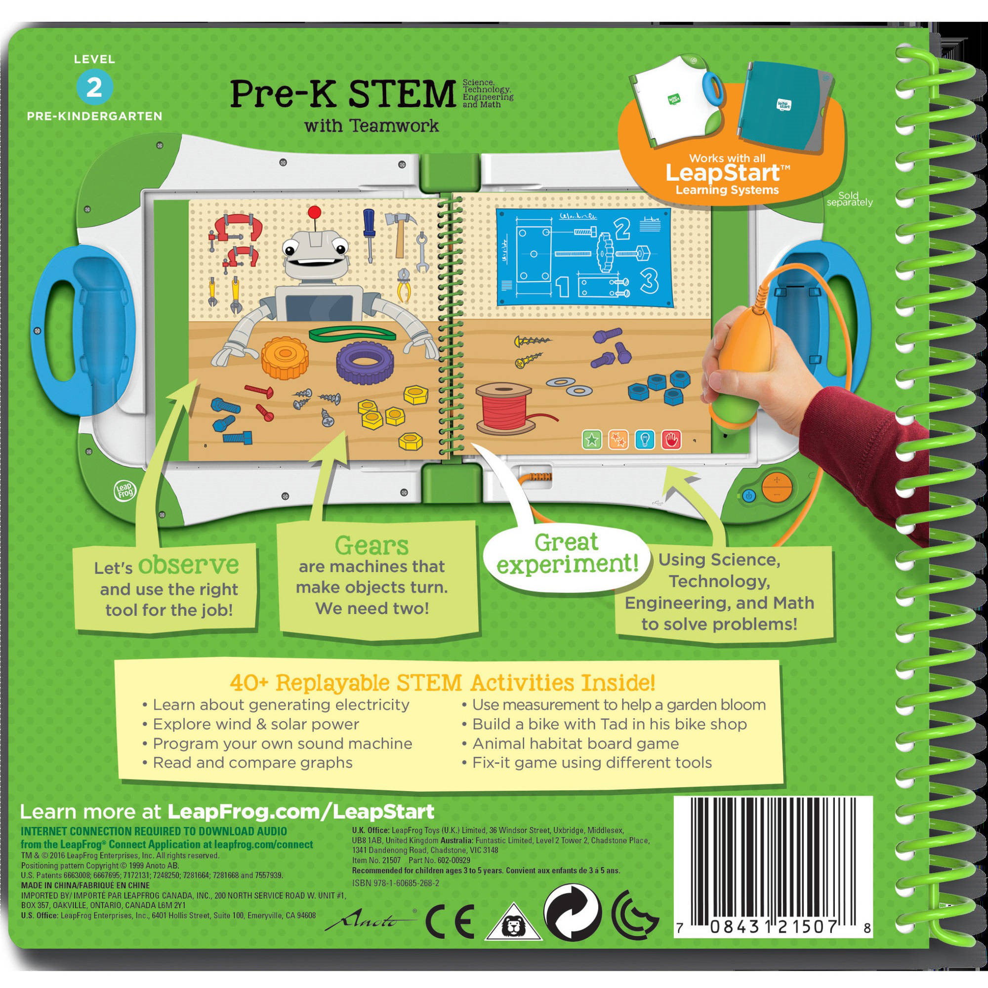 LeapFrog LeapStart Pre-Kindergarten Activity Book: Pre-K STEM Requires LeapStart System Science, Technology, Engineering, Math and Teamwork 