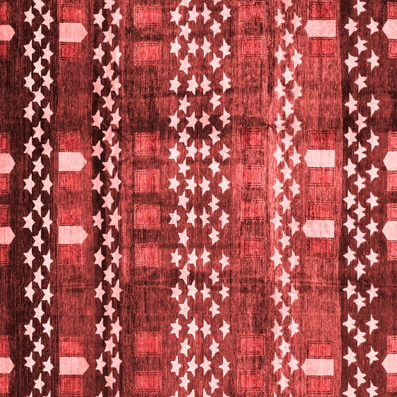 Ahgly Company Machine Washable Indoor Square Abstract Red Modern Area Rugs, 4' Square