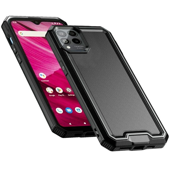 For T-Mobile Revvl 6 Pro 5G Tough Modern Fused Hybrid Armor Hard PC TPU Rubber Shockproof Drop Protection Impact Cover ,Xpm Phone Case [ Black ]