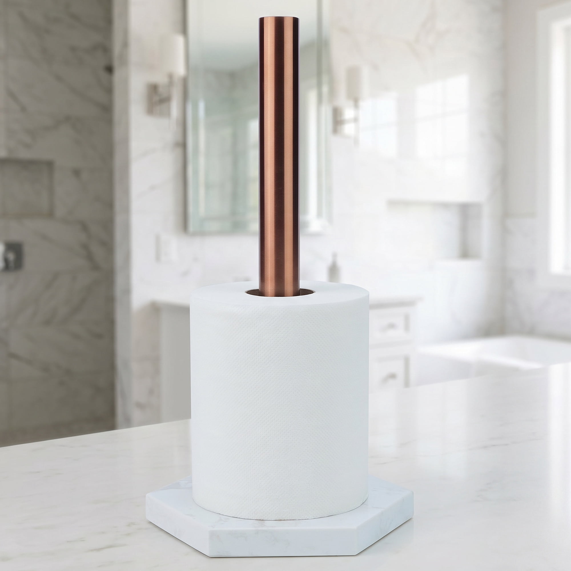 Unique Bargains Non Slip Base Paper Towel Holder Brown A 11.7x3.3inch