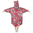 thumbnail image 2 of FORMRS Wearable Blanket Hoodie with Sleeves for Kids Cozy Flannel Sweatshirt, Sweet Strawberry, 2 of 7