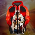 thumbnail image 1 of Sudadera retro con capucha para hombre, con estampado 3D de Jesús Knight y cruz latina, con cremallera y gráfico, ropa de moda de gran tamaño, 1 of 6