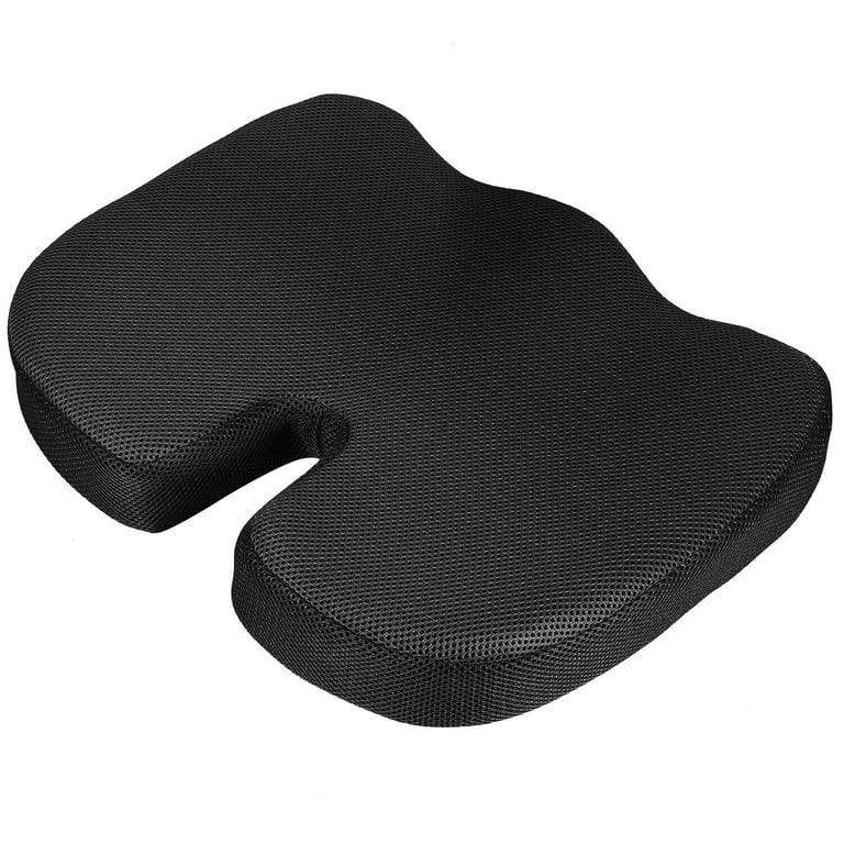 Memory Foam Seat Cushion for Office Chair Car Wheelchair Orthopedic Chair  Pad, for Tailbone, Sciatica, Hip Pain Relief, Black 