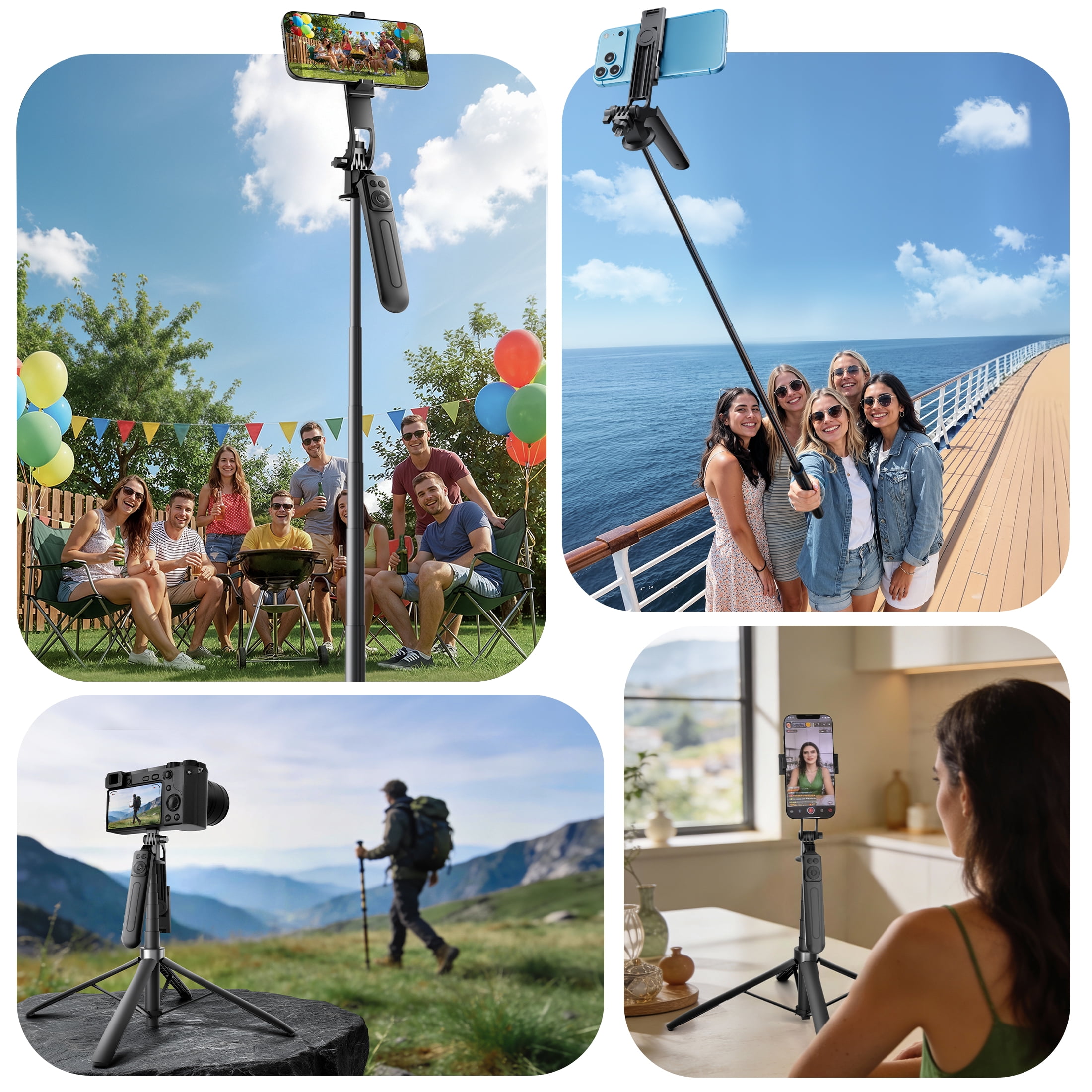 Tripod for iPhone, Phone Tripod & Selfie Stick for iPhone with Remote, 71" Extendable Portable Phone Tripod Stand, 360° Rotating Cell Phone Holder for Video Recording, Compatible with Android