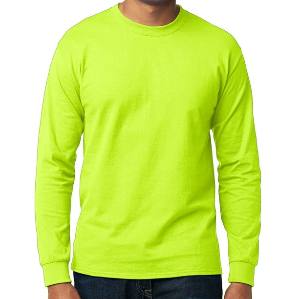 Men's High Visibility Long Sleeve T-shirt - Neon Green, Small - Walmart.com