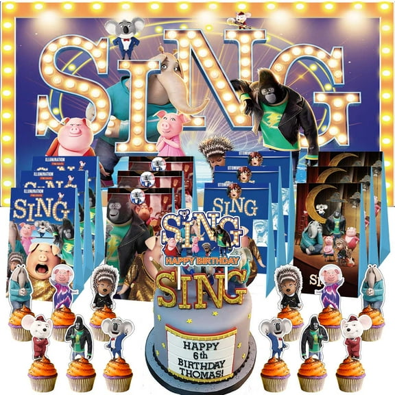 Sing Movie Goodie Bags Treat Candy Decorations Party Favor Supplies Birthday Cake Topper Backdrop Banner