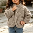 thumbnail image 5 of Samdudou Toddler Girls Fleece Jackets Fuzzy Sherpa Coats Button Down Fall Winter Warm Outerwear Kids Plush Stand Collar Layering Clothes Size 6M-3 Years, 5 of 7
