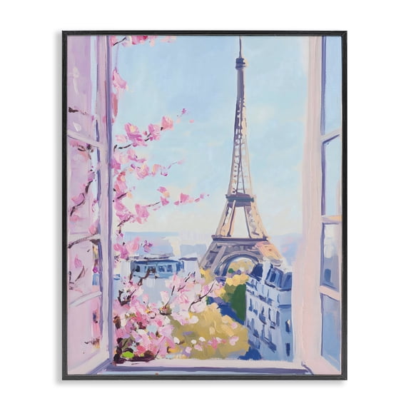 Stupell Industries Contemporary Eiffel Tower View in Spring Black Framed Giclee Art, 11 x 14, by The Prints Vibe