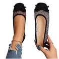 thumbnail image 5 of Miluxas Women’s Polka Dot Mesh Bow Ballet Flats, Square Toe Patchwork Slip On Flat Shoes, Breathable Lightweight Casual Walking Loafers Black 9(43), 5 of 9
