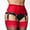 Red, variant on Women's Sexy Lace Garter Belt with 6 Straps Metal Clip Suspender for Thigh High Stockings