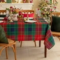 thumbnail image 1 of Romanstile Christmas Rectangle Green Plaid Tablecloth - 60 x 84 Inch - Checkered Water Stain Resistant Table Cover, Washable Polyester Table Cloth for Xmas Dinner/Party Decoration/Holiday, 1 of 5