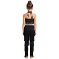thumbnail image 2 of TSSOE Girls Modern Jazz Dance Outfits Tiered Tassels Latin Cha Cha Salsa Dance Crop Top with Pants Set for Competitions Black 6, 2 of 7