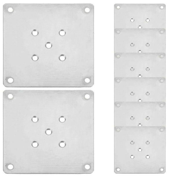 BRIGHTFUFU 8 piezas de soporte para patas de mesa, placa de montaje para patas planas de muebles con 5 orificios, suministro de muebles