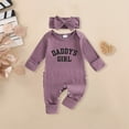 thumbnail image 2 of mgoYE Infant Baby Girl Fall Outfit Sweatshirt Romper Daddy's Girl Long Sleeve Jumpsuit Newborn Clothes(Purple,Newborn), 2 of 7