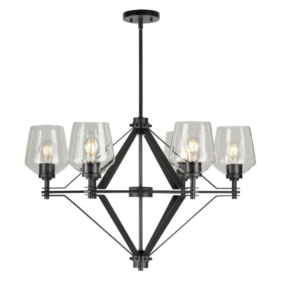 Chalice 6-Light Black Chandelier with Clear Glass