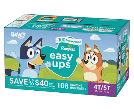 Pampers Easy Ups Training Underwear Bluey Size 4T-5T (37+ lb) 108 CT
