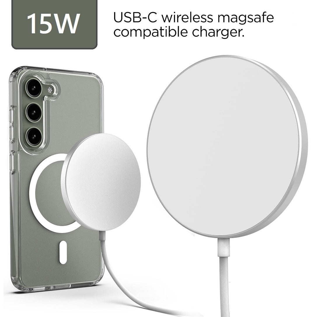Encased Magnetic Case with Wireless Charger - Designed for Samsung Galaxy S23 Protective Hybrid Case, Compatible with MagSafe - Crystal Clear (S23 6.1-inch 2023)