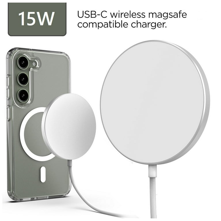 Encased Magnetic Case with Wireless Charger - Designed for Samsung Galaxy S23 Protective Hybrid Case, Compatible with MagSafe - Crystal Clear (s23 6.1