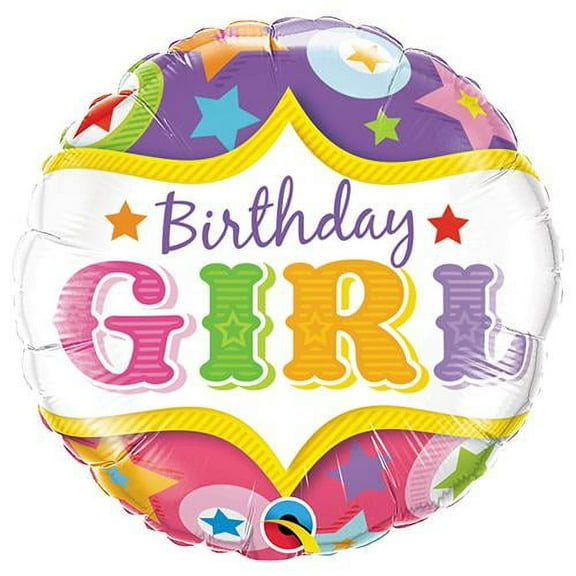 LOONBALLOON Birthday Baby for Her Balloons, 18″ BIRTHDAY GIRL CIRCUS STARS