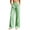 Green, variant on Womens Gingham Plaid Full Length Wide Leg Pants Dual Side Inset Hand Pockets Gathered Elastic High Waist Loose Flow Lightweight Woven Casual Palazzo Trousers