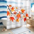 thumbnail image 6 of No Hook Shower Curtain, Fall Maple Leaves Shower Curtains for Bathroom with See Through Top Window, Vintage Rustic Botanical Wooden Gray Waterproof & Washable Bath Curtain Standard 72"x72", 6 of 9