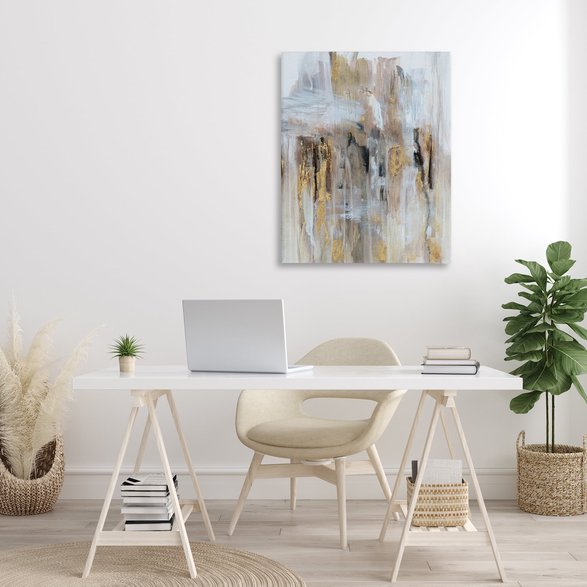Stupell Industries Abstract Paint with Glam Accents Abstract Painting Gallery Wrapped Canvas Art Print Wall Art, 30 x 40