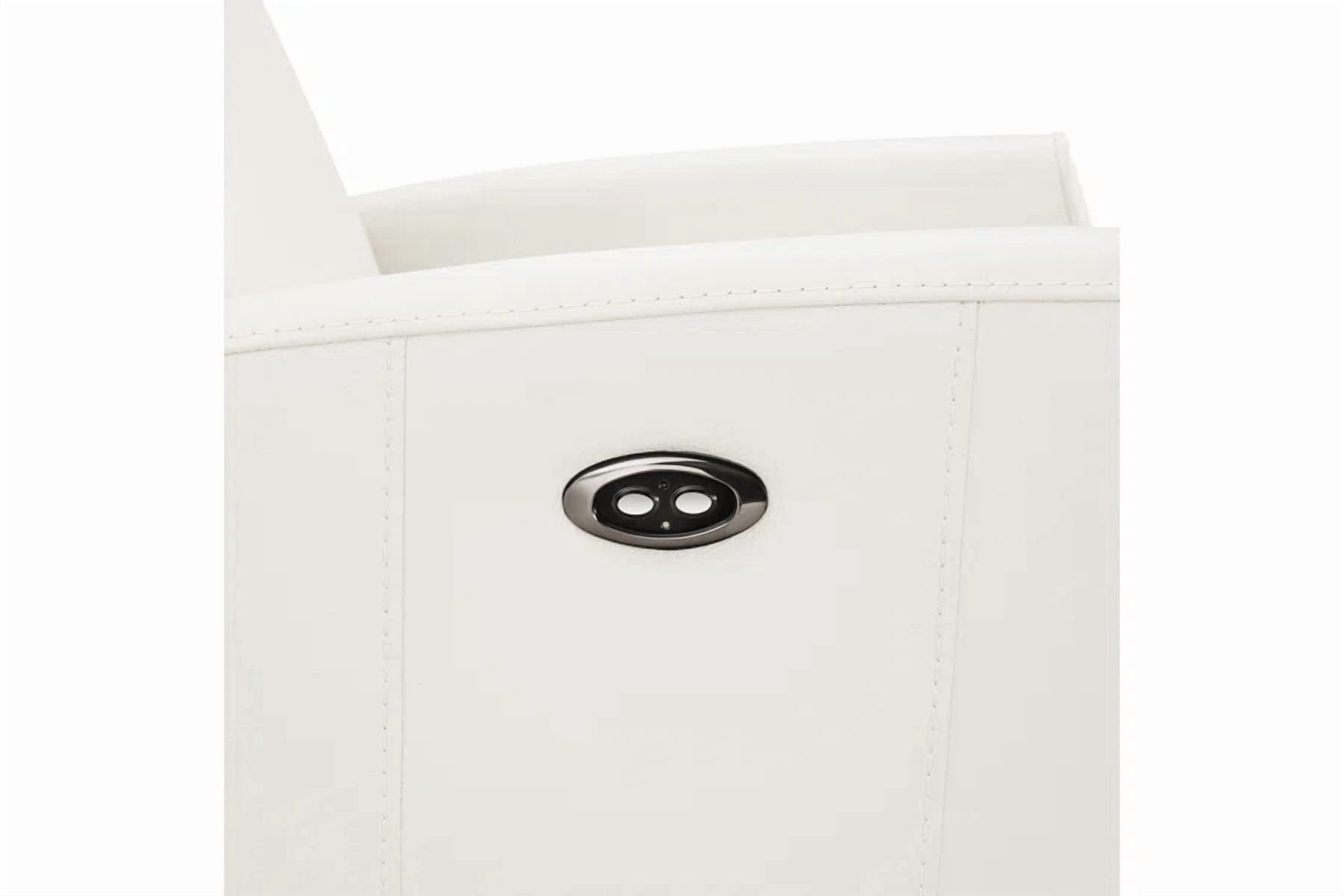 Spruce & Spring Premium Genuine Leather Power Swivel Glider Recliner With Dual Armrests 1 Piece Indoor Use Cream Fabric