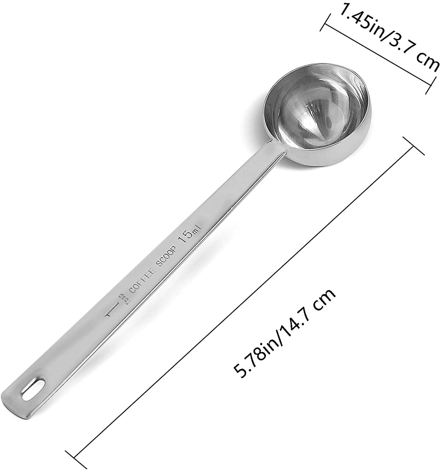 Hammered Aluminum 1/2oz (1 tbsp.) Coffee Scoop Measuring Spoon - 3 7/8”
