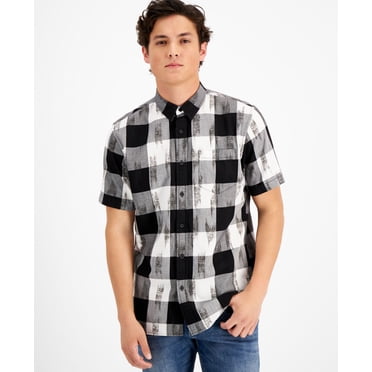 Sun + Stone Mens Rex Shirt, White/Black, X-Large