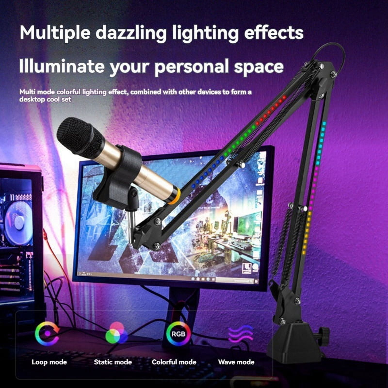 Microphone Bracket RGB Microphone Arm Stand with RGB Light Rotatable Suspension Boom Scissor Stand Ordinary Base