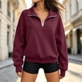 thumbnail image 6 of Gamivast Half Zip Pullover for Women Oversized Long Sleeve Sweatshirts Fall Trendy Drop Shoulder Pullover Sweatshirts Wine L, 6 of 7