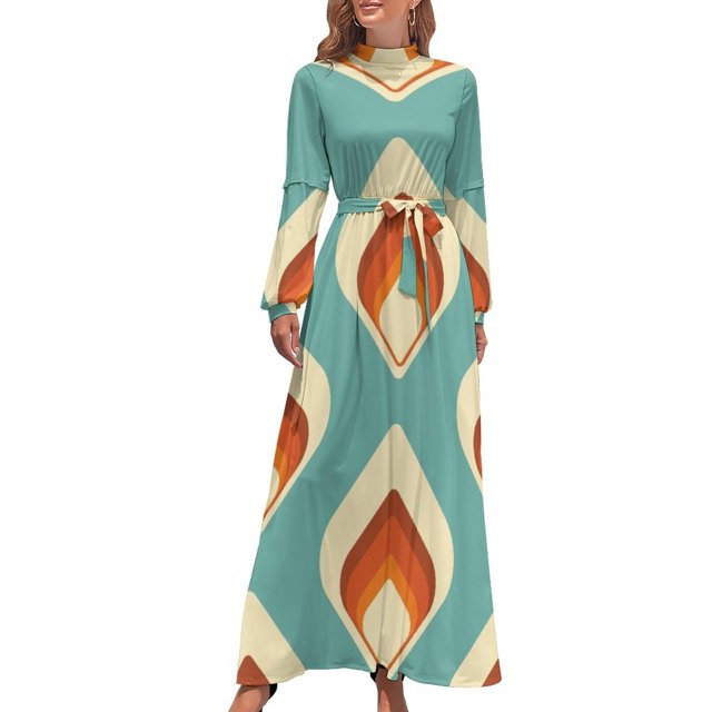 Vestido largo de lágrima azul y crema moderno de mediados de siglo, vestido de noche de verano para mujer, vestidos de lujo 2024, falda para mujer
