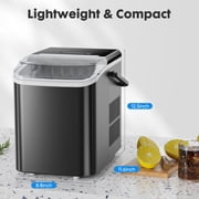 Countertop Ice Maker Portable Machine with Self-Cleaning, 26lbs/24hr, 2 Ice Sizes, Basket & Scoop, Compact Design with Handle for Kitchen, Office, Camping, Black