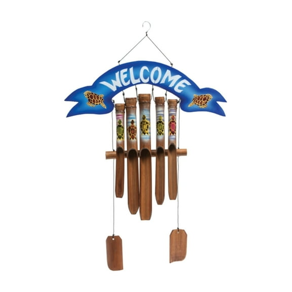 Hand Painted Wooden Welcome Wind Chimes Hanging Sign