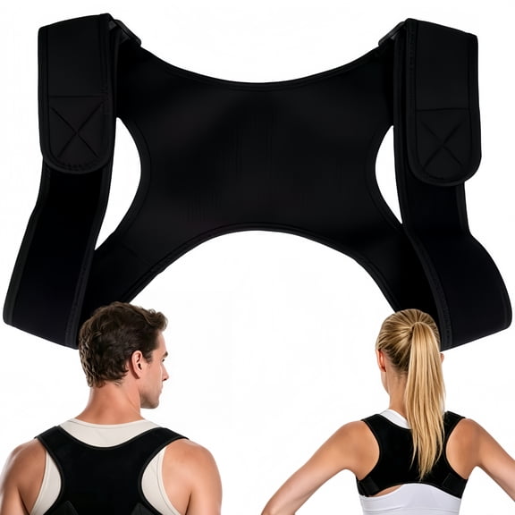 Posture Corrector for Men & Women - Adjustable Copper Infused Orthopedic Brace for Pain Relief from Bad Posture, Slumping - Targets Upper Back, Shoulders, Neck, Clavicle