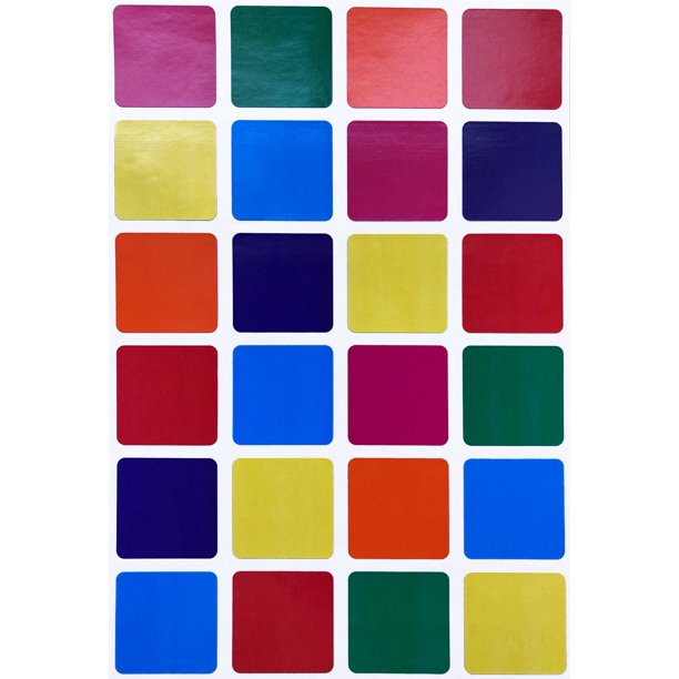 Royal Green 1x1 Square Stickers Labels Multi ColorCode Sticker Sheets