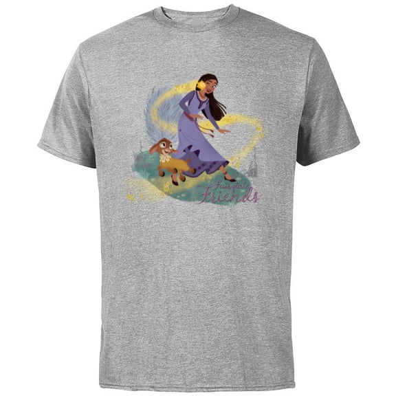 Disney Wish Asha Valentino and Star Fairytale Friends - Short Sleeve Cotton T-Shirt for Adults - Customized-Athletic Heather