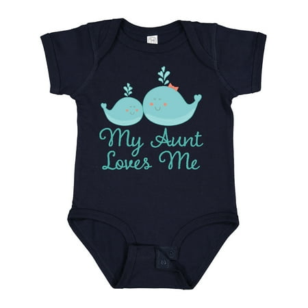 

Inktastic My Aunt Loves Me Whale Gift Baby Boy or Baby Girl Bodysuit