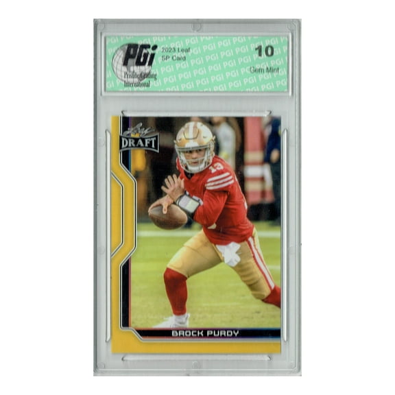 Brock Purdy 2023 Leaf Football #B1-1 Gold SP Special Edition Trading Card PGI 10 San Francisco 49ers
