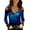 Blue, variant on Ichuanyi Womens Fall Tops, Clearance Fashion Woman V-Neck Long Sleeve Cold Shoulder T Shirt Autumn Printing Lace Blouse Tops
