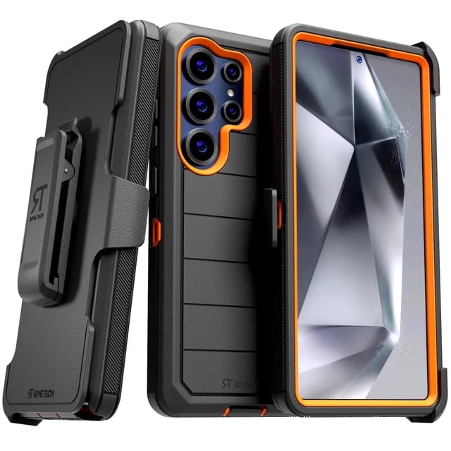 Funda Defender Series para Samsung Galaxy S25 Ultra (2025), Color Negro y Naranja