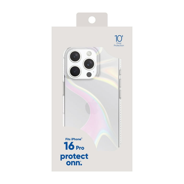 Onn+ Cell Phone Case for iPhone 16 Pro Iridescent Illusion