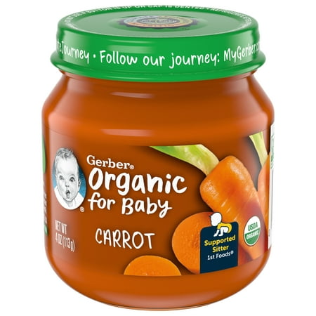 Gerber 1st Foods Organic for Baby Baby Food, Carrot, 4 oz Jar (10 Pack)